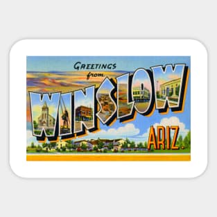 Greetings from Winslow, Arizona - Vintage Large Letter Postcard Sticker